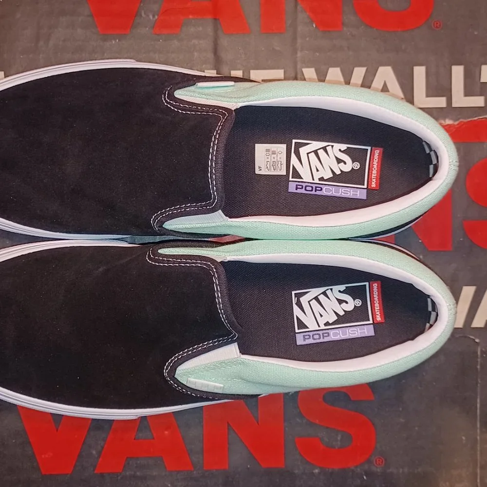 Vans Skate Slip On Mint Green Black Size US 11.5 Men New VN0A5FCAM2T Sneakers